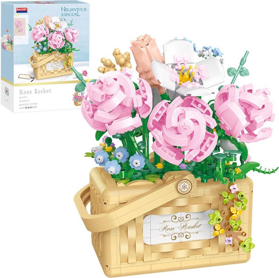 Balody Mandje Rozen 21071 Bloemen Bouwpakket Nanoblock Bouwstenen Hobby