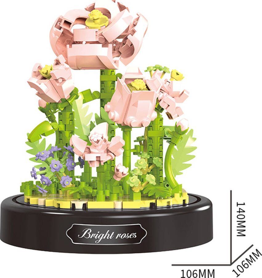 Balody Pink Roses Roze Rozen 16346 Nanoblocks miniblocks Bouwpakket Hobby 3D puzzel 365 bouwsteentjes