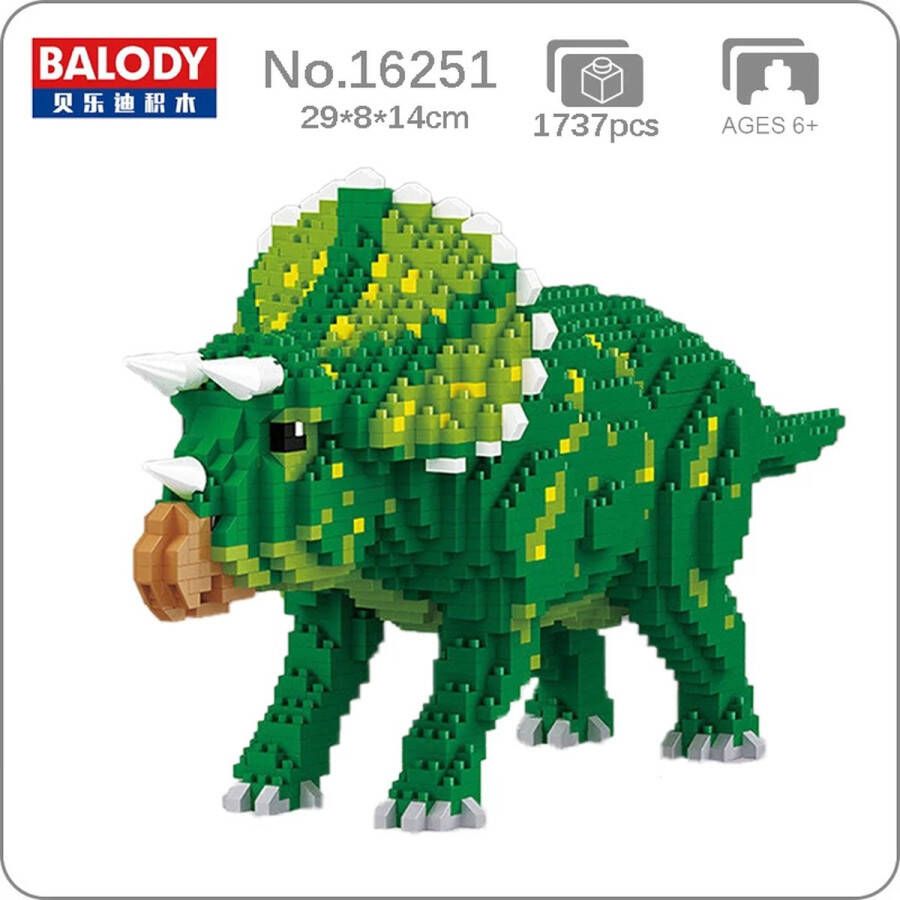 Balody Triceratops Dinosaurus Nanoblocks miniblocks Bouwset 3D puzzel 1737 bouwsteentjes