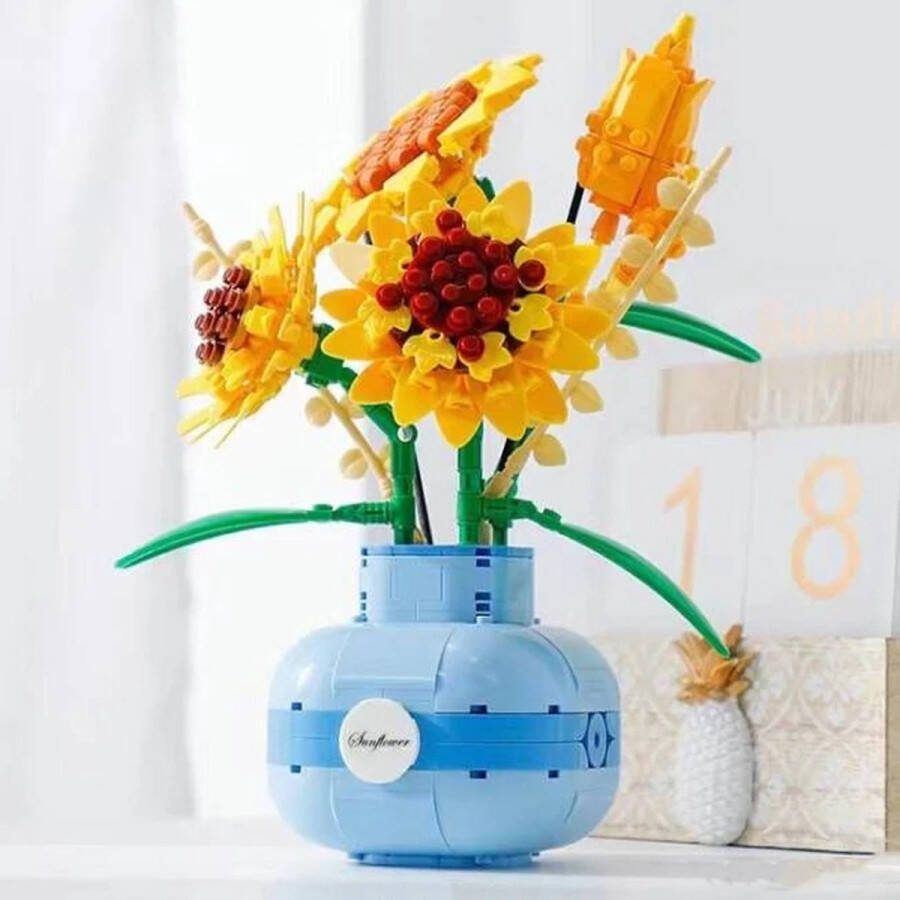 Balody Vaas Zonnebloemen Nanoblocks miniblocks Bouwset 3D puzzel 559 bouwsteentjes 21090