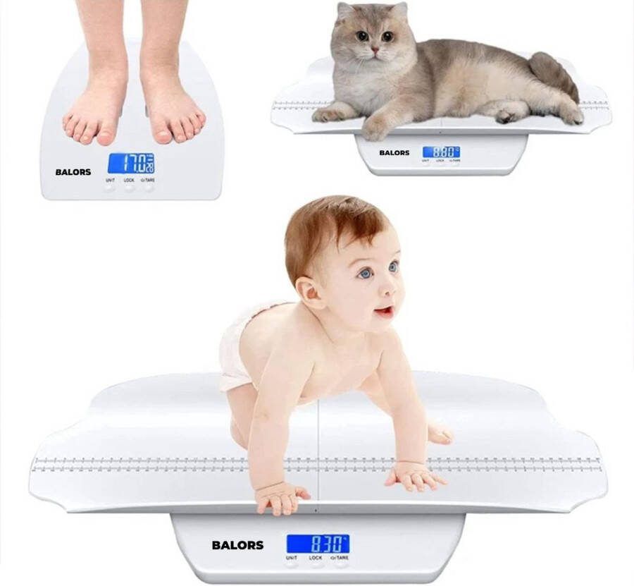 BALORS Baby weegschaal Babyweegschaal Dierenweegschaal Personenweegschaal Digitale weegschaal Hondenweegschaal Puppyweegschaal Extra groot 5 gram nauwkeurigheid tot 20 kg Tot 100 kg