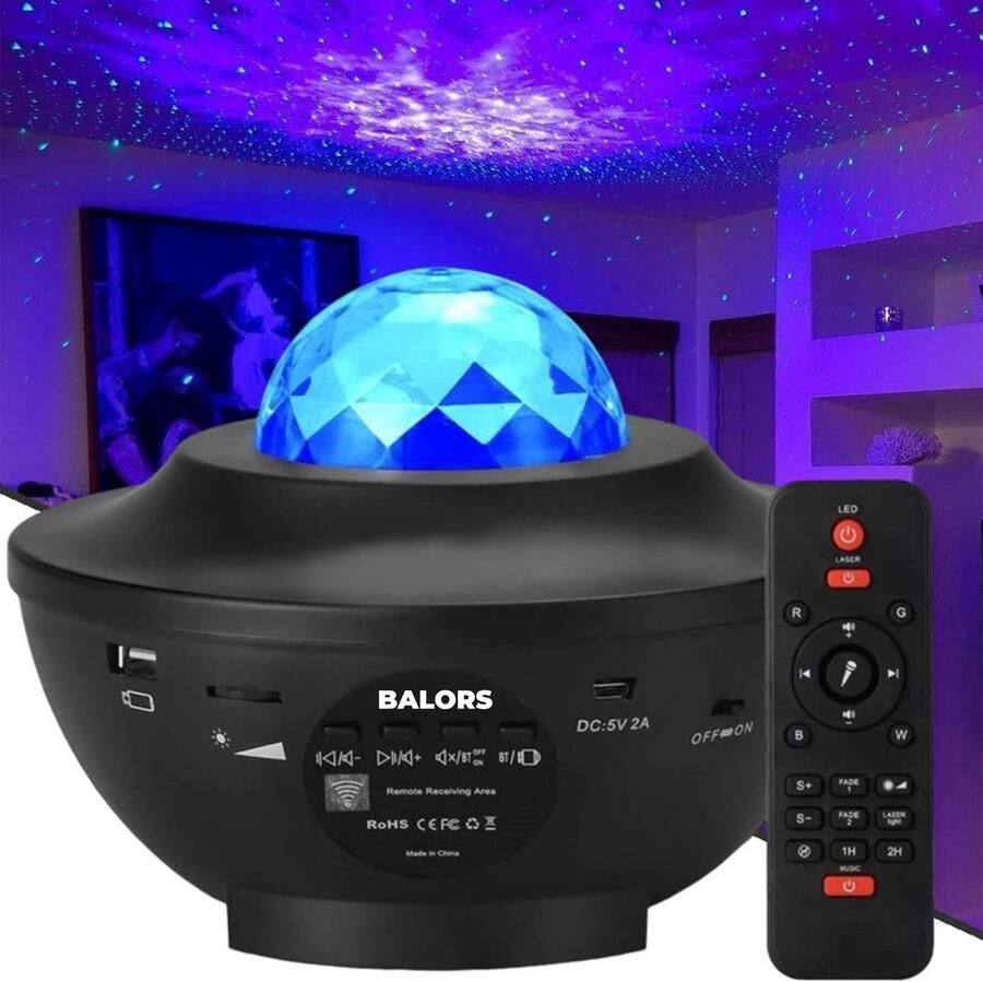 BALORS Sterren projector Starry projector light – Star Galaxy Projector Sterrenlamp Baby Kinderen en Volwassenen – met muziek – Bluetooth & USB aansluiting Nachtlampje met afstandsbediening USB – meerdere kleuren