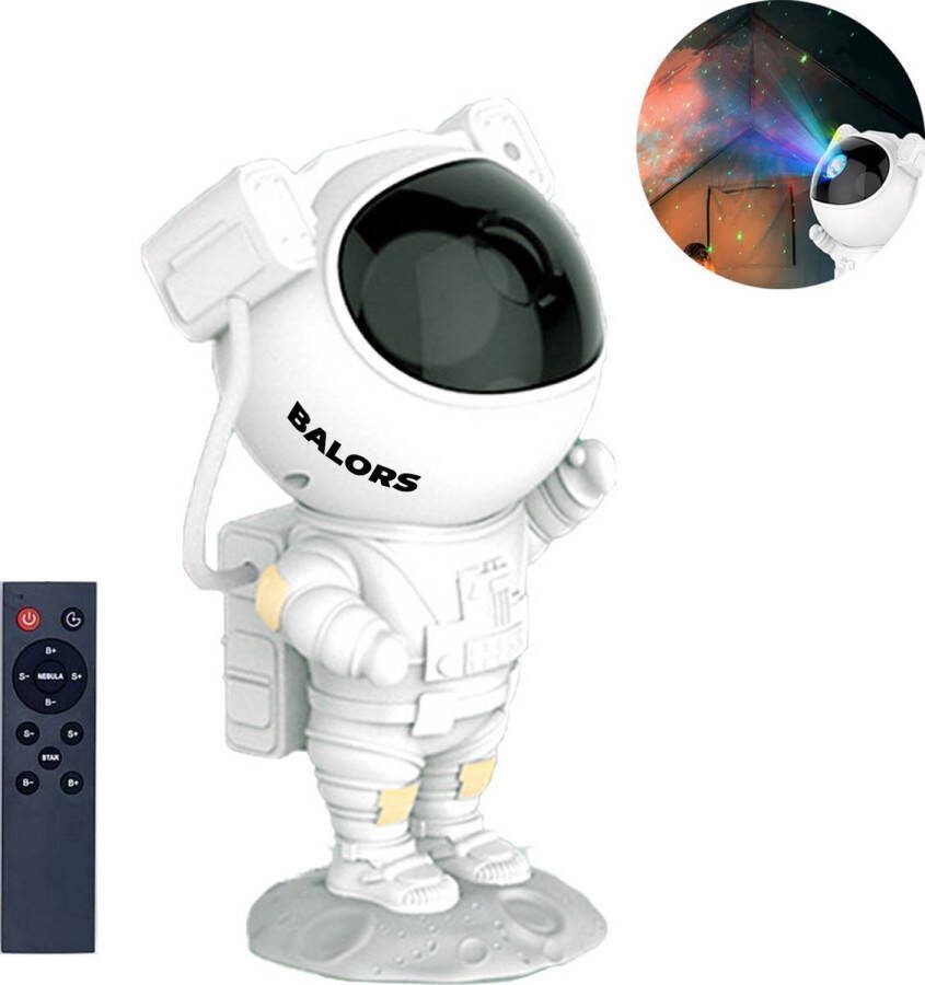 BALORS Led Sterren Projector Astronaut – Star Galaxy Projector – Sterrenhemel heelal Baby Kinderen en Volwassenen – Nachtlampje met afstandsbediening USB – Wit – 15+ RGB kleuren