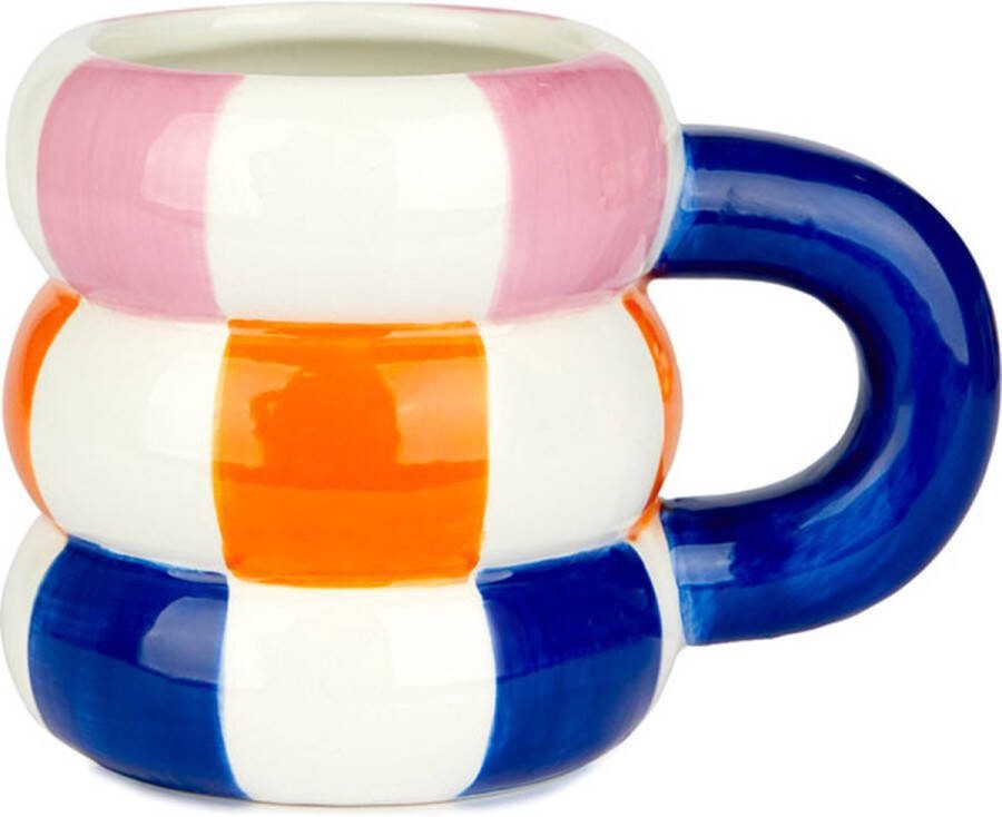 Balvi Mok Tas Beker met Blauw Handvat 300ml Keramiek