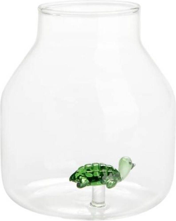 Balvi Vaas Met Schildpad 15 X 13 Cm Glas Transparant groen