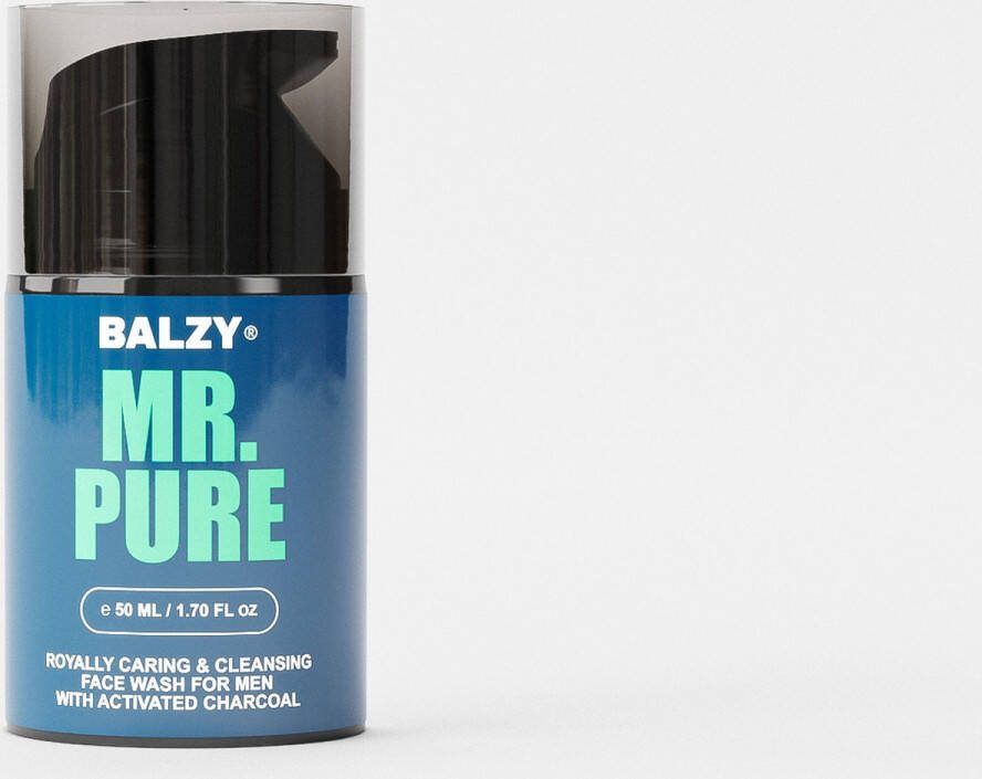 Balzy Mr. Pure Gezichtsreiniger met Actieve Houtskool Face Wash voor Mannen Dagelijks Gebruik Diepe reiniging