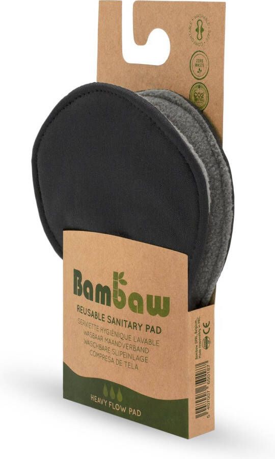 Bambaw Bamboe Wasbaar Maandverband 1 Stuk Heavy Flow Bamboe Maandverband Discreet Tasje Zero Waste Wasbare Inlegkruisjes Herbruikbaar Maandverband Nacht Maandverband Incontinentie Verband Vrouwen