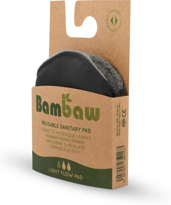 Bambaw Bamboe Wasbaar Maandverband 1 Stuk Light Flow Herbruikbare Inlegkruisjes Eco-friendly Zero Waste en Milieuvriendelijk Wasbare Inlegkruisjes Bamboe Herbruikbaar Maandverband