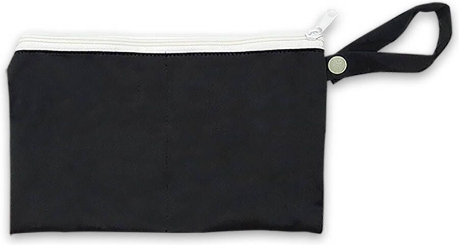 Bambaw Discreet Zwart Tasje Voor Herbruikbaar Maandverband Tasje Van Lekbestendig PUL Zero Waste en Milieuvriendelijk Tasje Met Twee Vakken Eco en Biologisch Maandverband