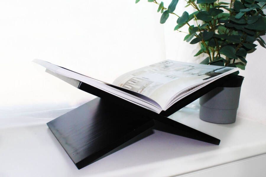 BAMBOAB Boekenstandaard Hout FSC Boekenhouder Houten Boeken steun 41 5x22x30 5cm Design Bamboe Eco XL Zwart
