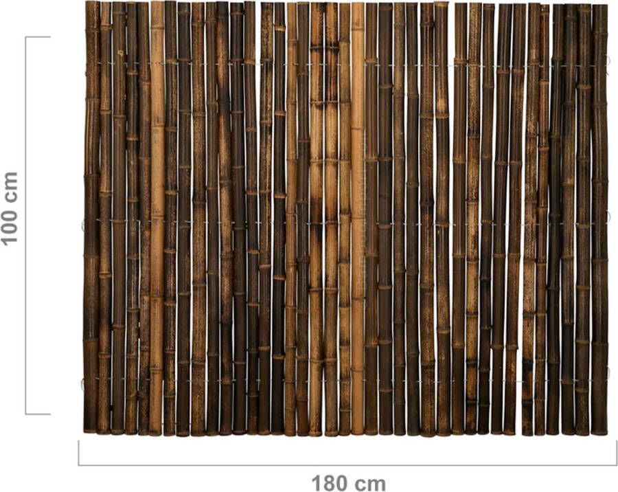 Bamboo Import Europe Bamboe Matten 180 x 180 cm Java halfronde bamboepalen bamboe schutting privacyscherm duurzaam tuinscherm donkere kleur