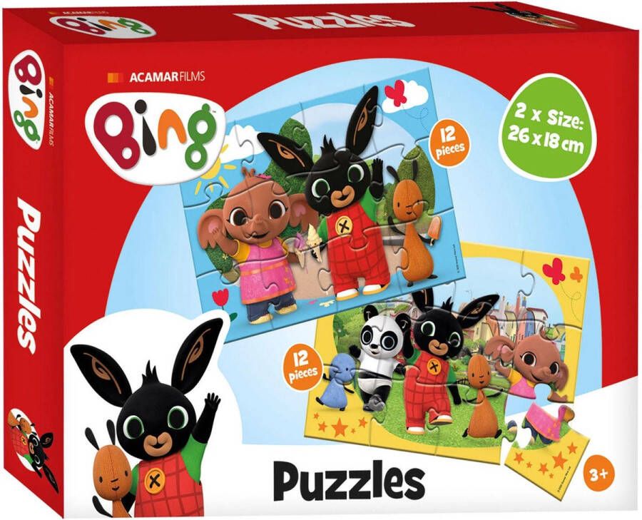 Bambolino Bing puzzel 2x12 stukjes educatief kleuter speelgoed kinderpuzzel leren puzzelen cadeautip puzzel 3 jaar en ouder Toys