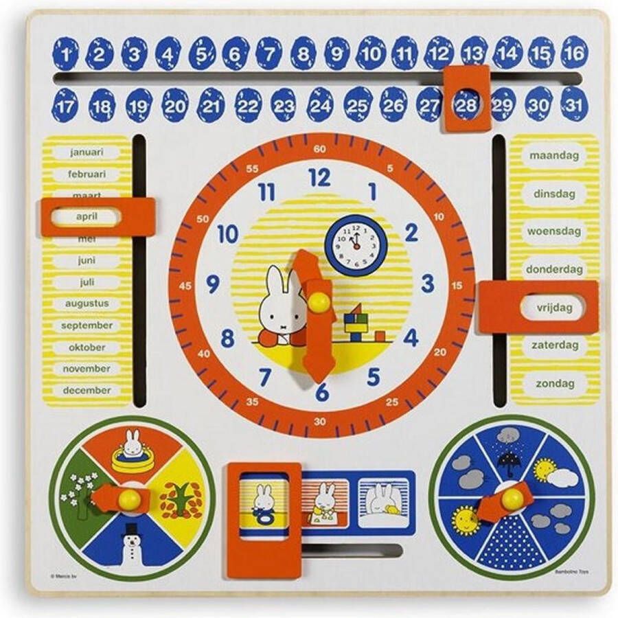 Bambolino Nijntje houten speelgoed kalenderklok oefenklok leerklok peuter kleuter educatief speelgoed Toys