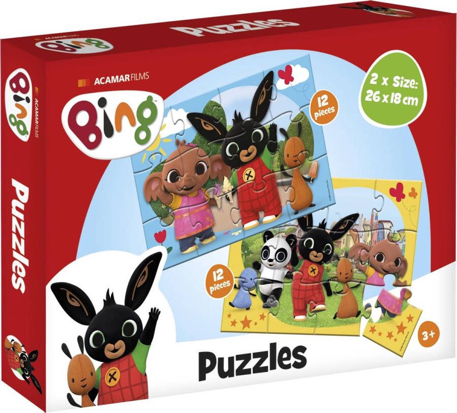 Bambolino Bing puzzel 2x12 stukjes educatief kleuter speelgoed kinderpuzzel leren puzzelen cadeautip puzzel 3 jaar en ouder Toys