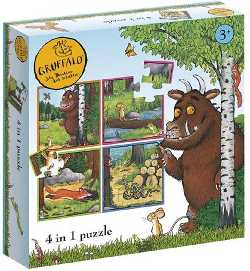 Bambolino Toys puzzel Gruffalo 4 in 1 educatief peuter speelgoed kinderpuzzel 4x6x9x16 stukjes leren puzzelen cadeautip puzzel 3 jaar en ouder