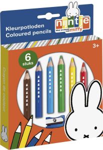 Bambolino Toys Nijntje dikke junior houten kleurpotloden 6 kleuren inclusief slijper kindveilig schoencadeautje Sinterklaas