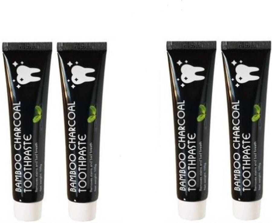 Bamboo Charcoal Tandpasta Charcoal Mint Tandpasta 4 TUBES Witte Tanden Houtskool Tand Bleker Charcoal Toothpaste Teeth Whitening Charcaol Tandpasta Whitening Frisse Adem Bamboe Tandsteen verwijderaar Wittere Tandjes Bamboo Tandbleek