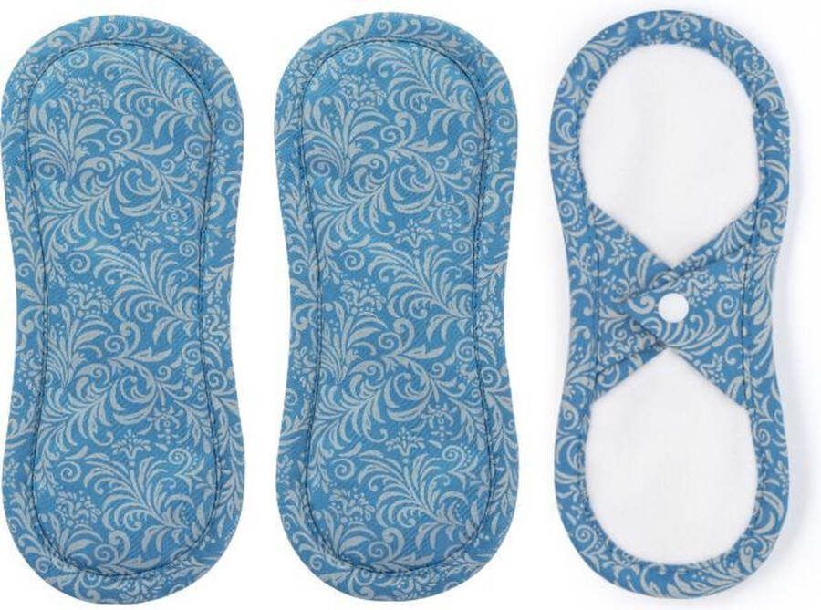 Bamboolik bio katoen wasbare inlegkruisjes met drukknoopjes 3 stuks blauw grijs
