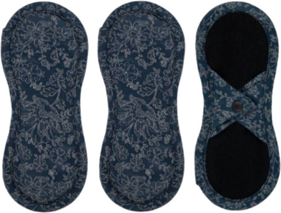 Bamboolik bio katoen Wasbare inlegkruisjes met drukknoopjes 3 stuks Donker blauw