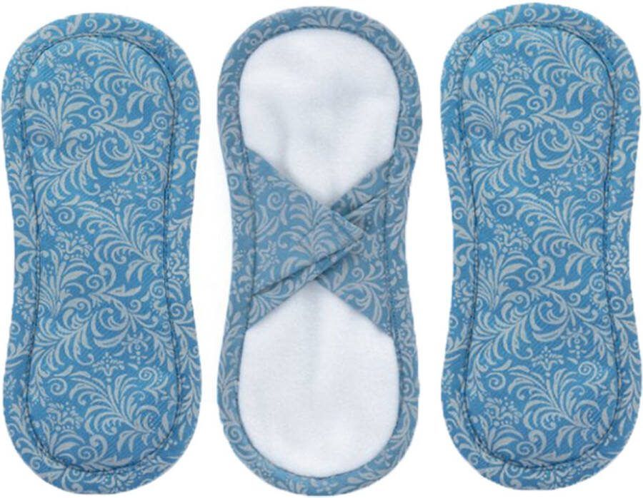 Bamboolik bio katoen wasbare inlegkruisjes met klittenband 3 stuks blauw grijs