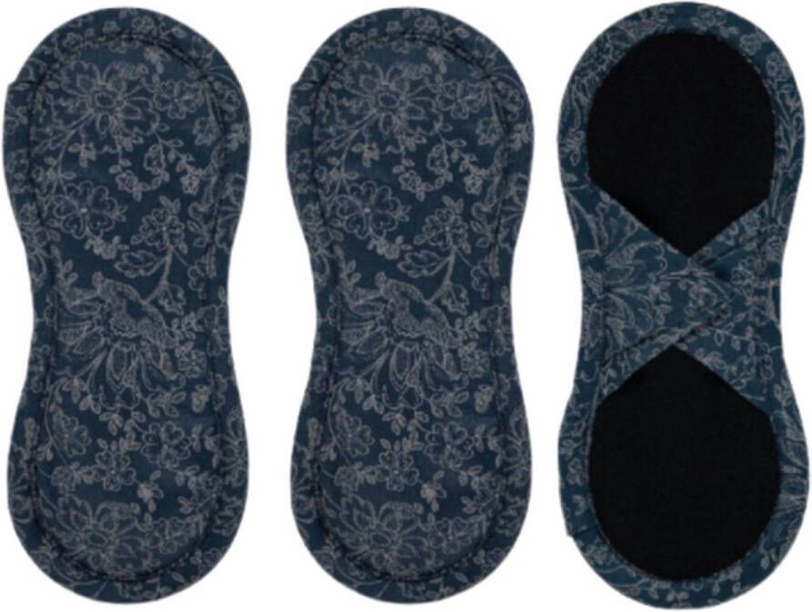 Bamboolik bio katoen wasbare inlegkruisjes met klittenband 3 stuks donker blauw