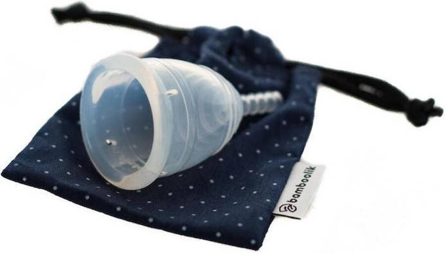 Bamboolik menstruatiecup zacht groot large met stoffen bewaarzakje (100% katoen) 100% medische siliconen milieuvriendelijk