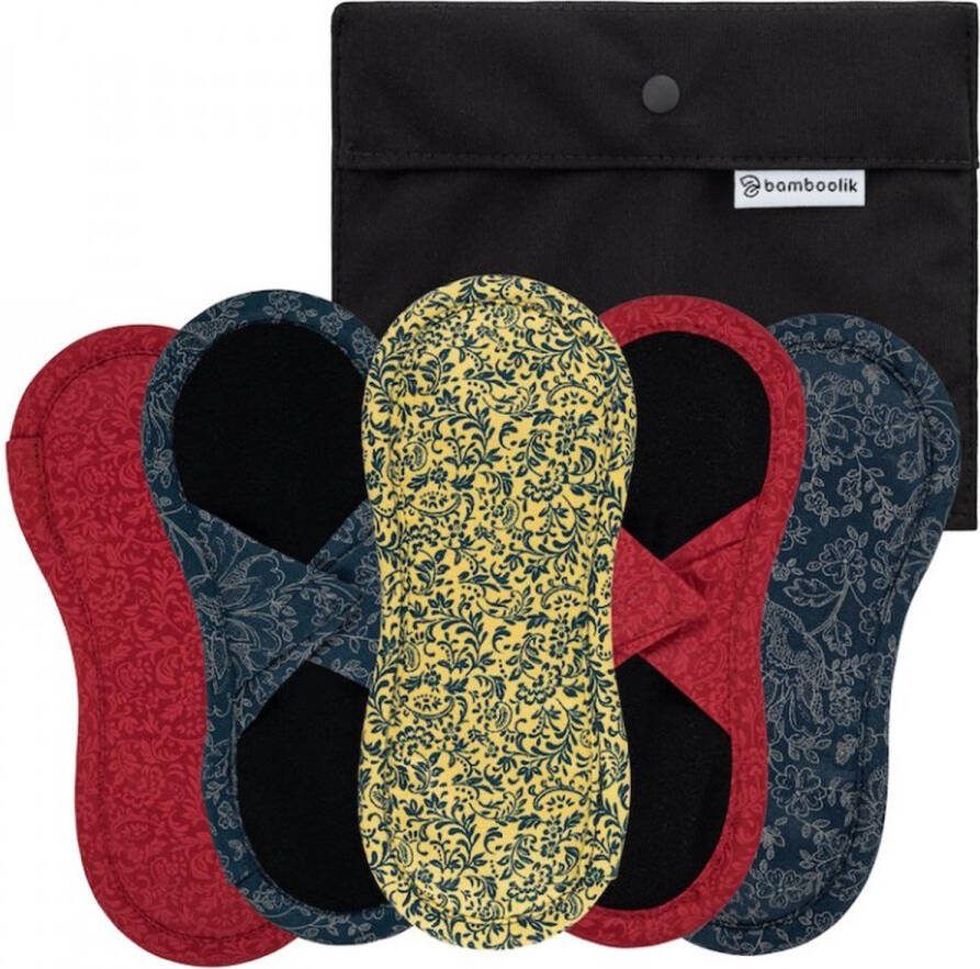 Bamboolik Satijnen & Katoenen inlegkruisjes Set van 5 + Wetbag Zero Waste