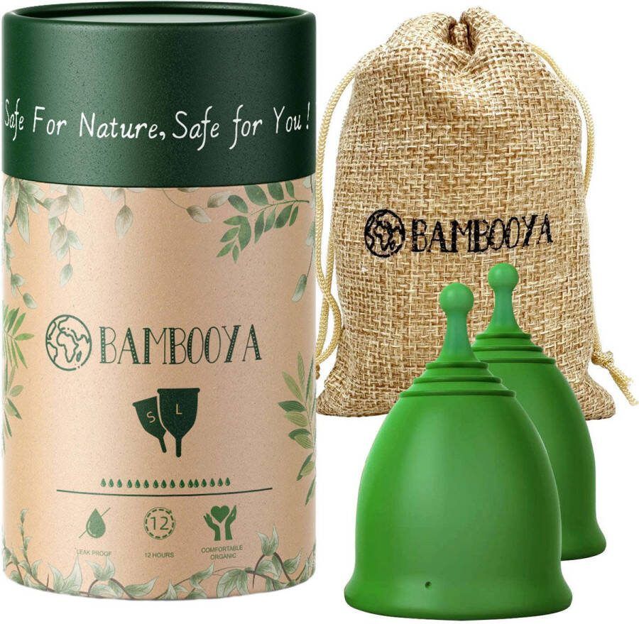 Bambooya set van 2 Menstruatiecups Maat S + L Herbruikbare Menstruatie Cup Period Menstruatiecup -Duurzaam Menstrueren Zero Waste