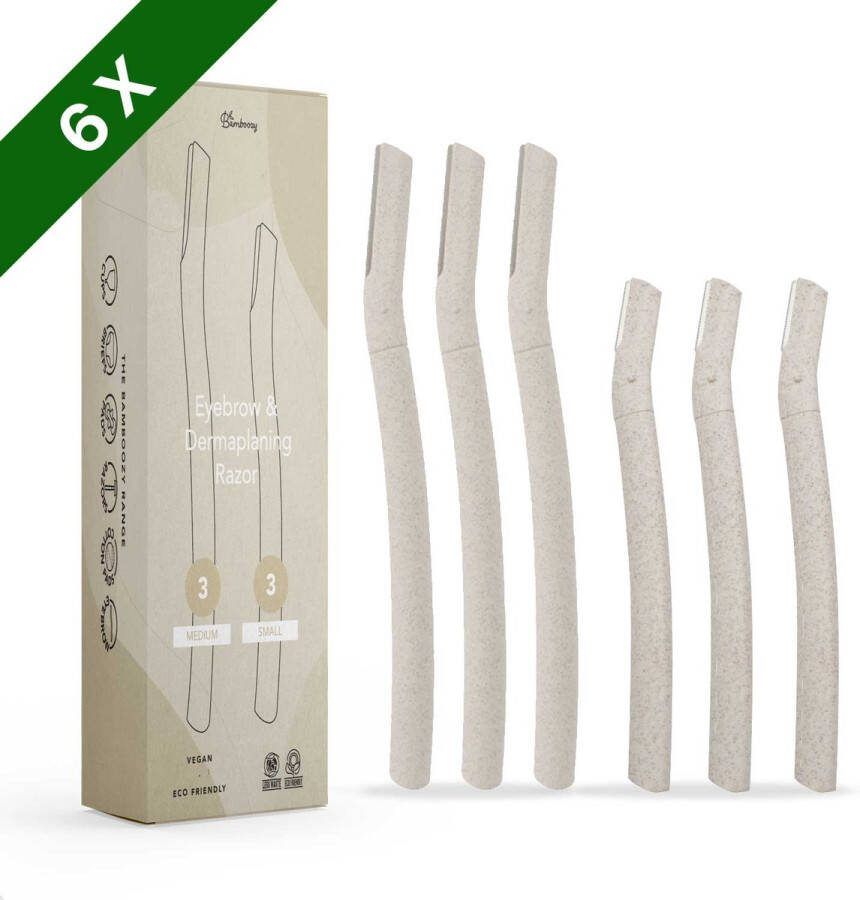 Bamboozy Dermaplaning 6x Wenkbrauw Scheermesje Mesje van Tarwestro Scheermes Gezicht Intieme Streek Wenkbrauw Trimmer Epileren Eyebrow Razor