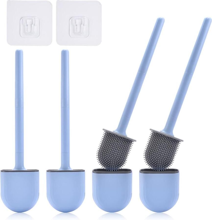 Bamodi siliconen toiletborstelreiniger toiletborstel en houderset badkamerborstel en houder siliconen reinigingsborstel voor badkamer toiletreinigerset met handvat set van 3