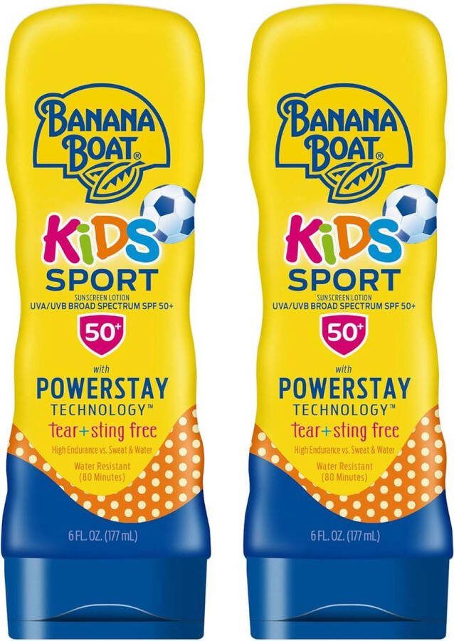 BANANA BOAT Kids Sport Broad Spectrum Sunscreen Lotion zonbescherming zonnebrand crème SPF 50 Kinderen Voordeelverpakking 2 stuks