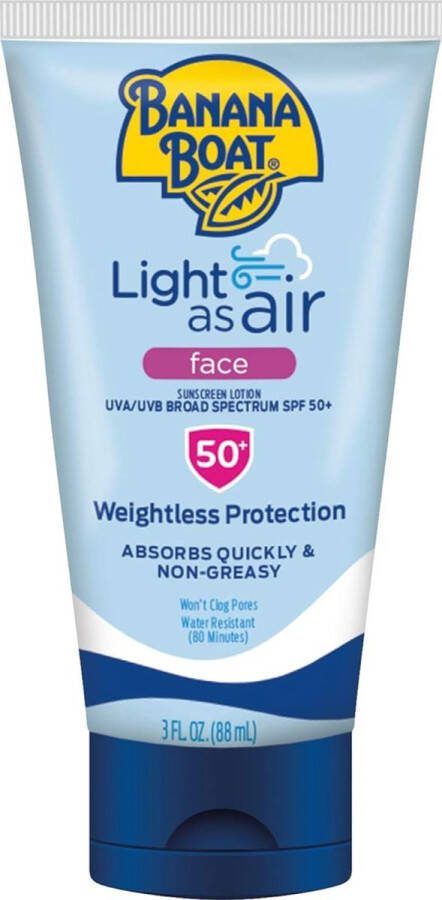 BANANA BOAT Light As Air Face Sunscreen Lotion Zonnebrand Gezicht SPF 50 88ml