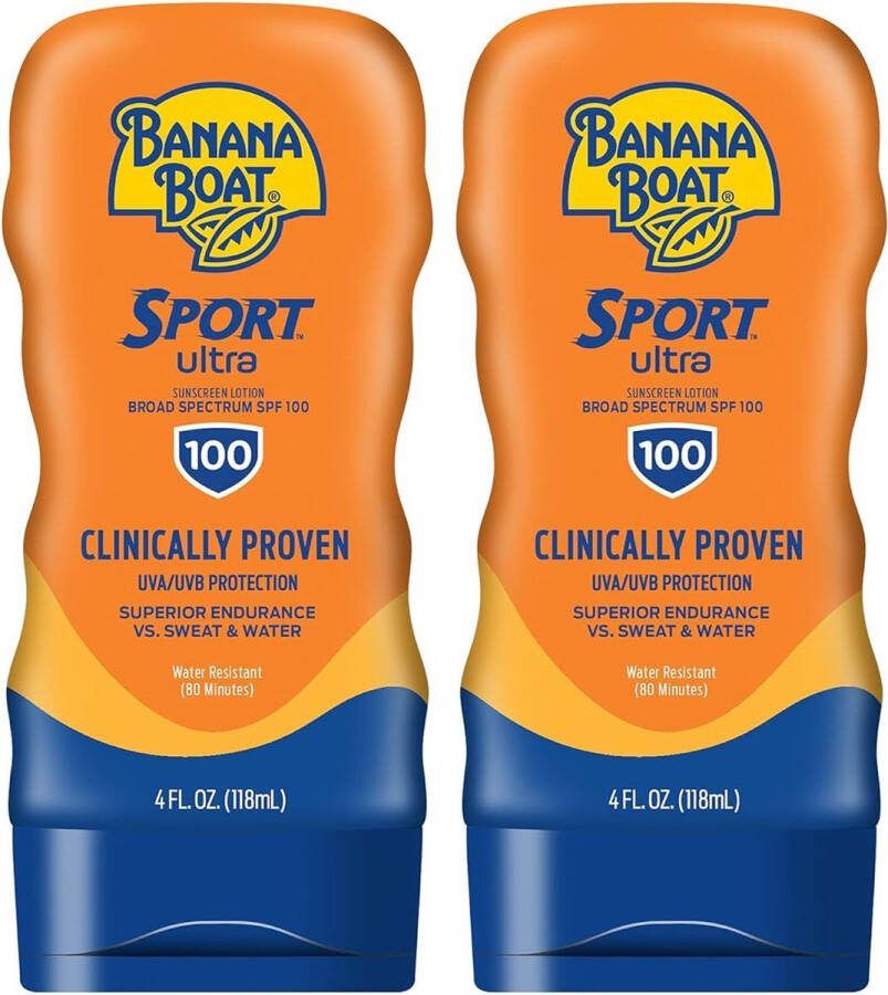 BANANA BOAT Sport Ultra SPF 100 Zonnebrandcrème 118ml Duo Pack Waterbestendig Hoge SPF Bescherming Zonnebrand voor Sporters