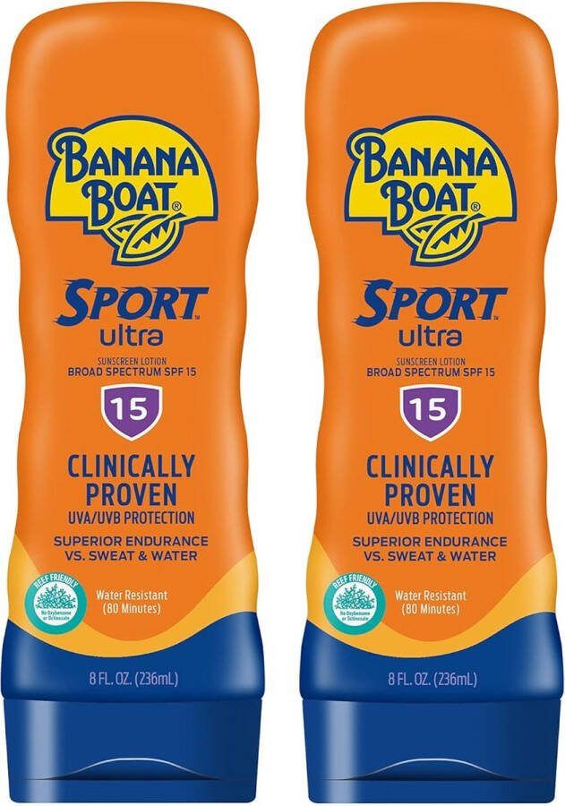 BANANA BOAT Sport Ultra SPF 15 Sunscreen Lotion Zonnebrand Duo Pack 472ml