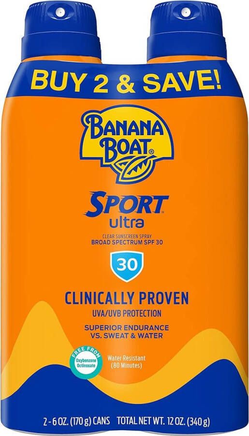 BANANA BOAT Ultra Sport Clear Sunscreen Spray SPF 30 2x 170g