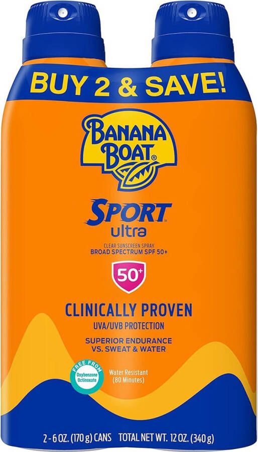 BANANA BOAT Ultra Sport Clear Sunscreen Spray SPF 50 2x 170g