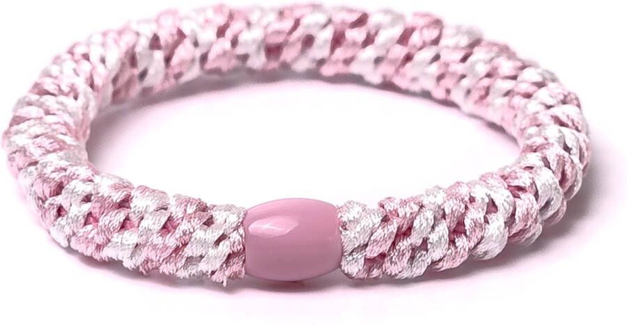 Bandit z Haarelastiekje en armbandje 2-in-1 baby pink white twist | DEZELFDE DAG VERZONDEN (vóór 15.00u besteld)