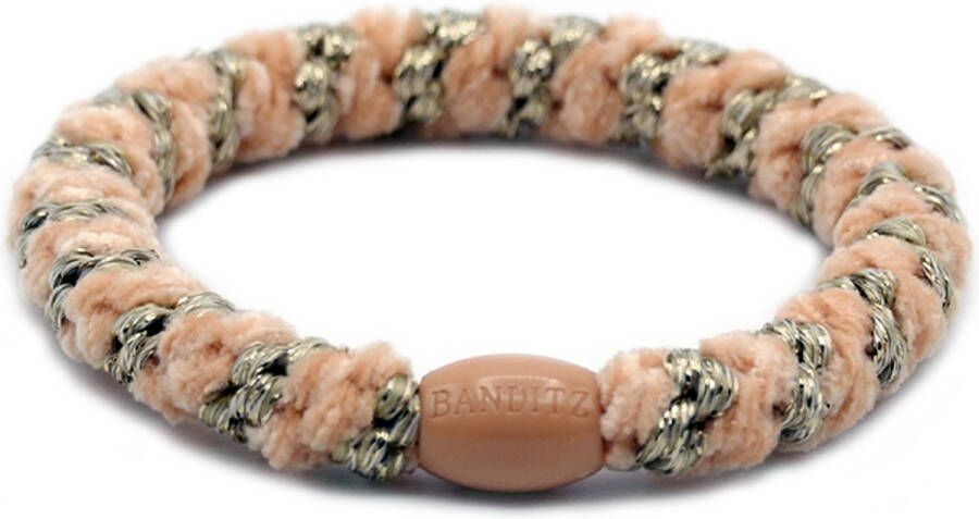 Bandit z Haarelastiekje en armbandje 2-in-1 peach gold twist velvet| DEZELFDE DAG VERZONDEN (vóór 15.00u besteld)