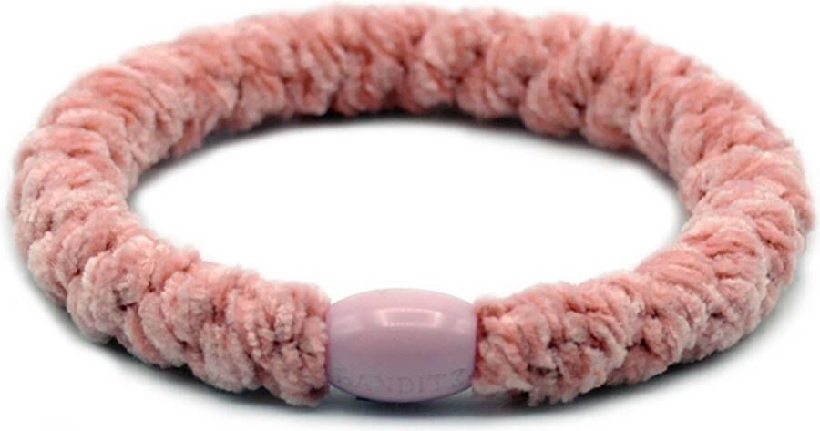 Bandit z Haarelastiekje en armbandje 2-in-1 pink peach velvet| DEZELFDE DAG VERZONDEN (vóór 15.00u besteld)