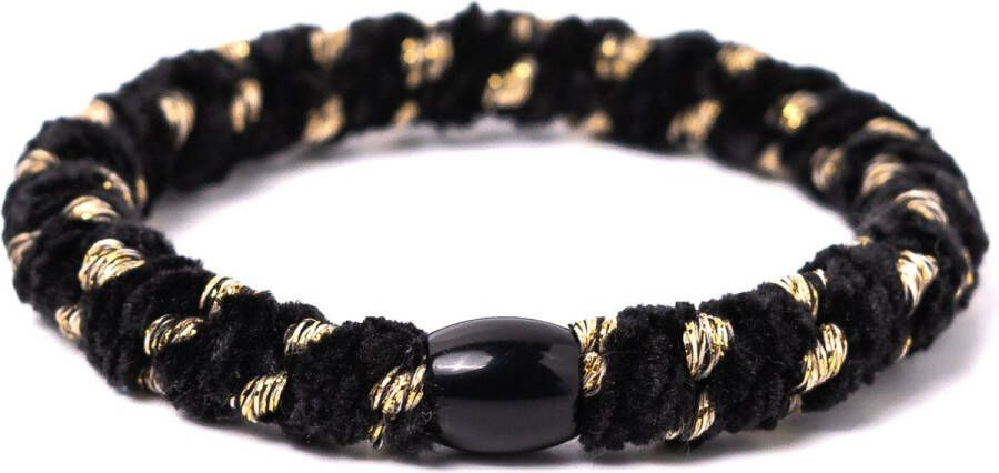 Bandit z Haarelastiekje en armbandje 2-in-1 velvet black gold twist DEZELFDE DAG VERZONDEN (vóór 15.00u besteld)