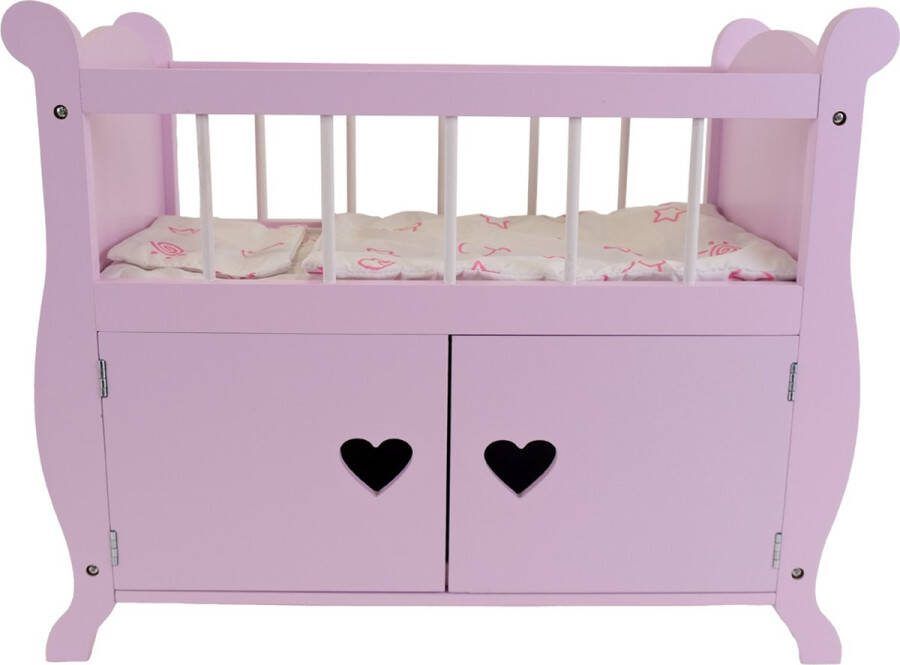 Bandits & Angels Houten poppenbedje Sweetheart retro pink Met kastje roze