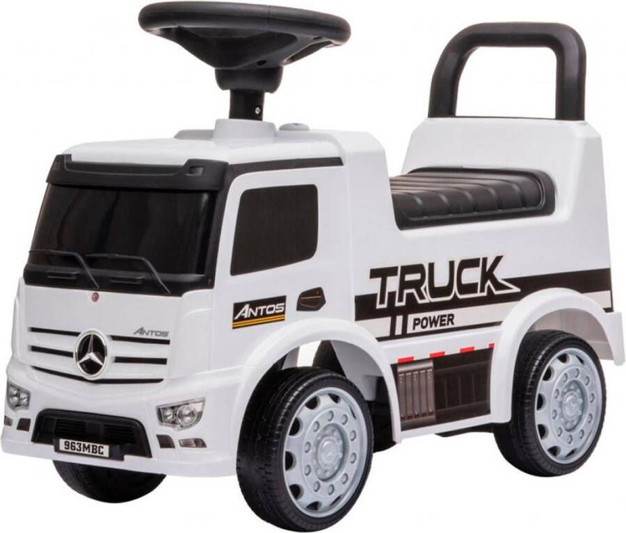 Bandits & Angels loopauto Mercedes Benz Antos Truck wit 1 jaar jongens en meisjes wit