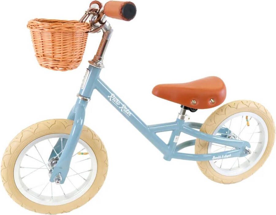 Bandits & Angels loopfiets Retro Rider petrol blue met mandje 2.5 jaar jongens metaal blauw