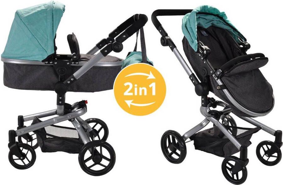 Bandits & Angels poppenwagen Classic Angel 2in1 mint wandelwagen en buggy 3 jaar zwenkwielen