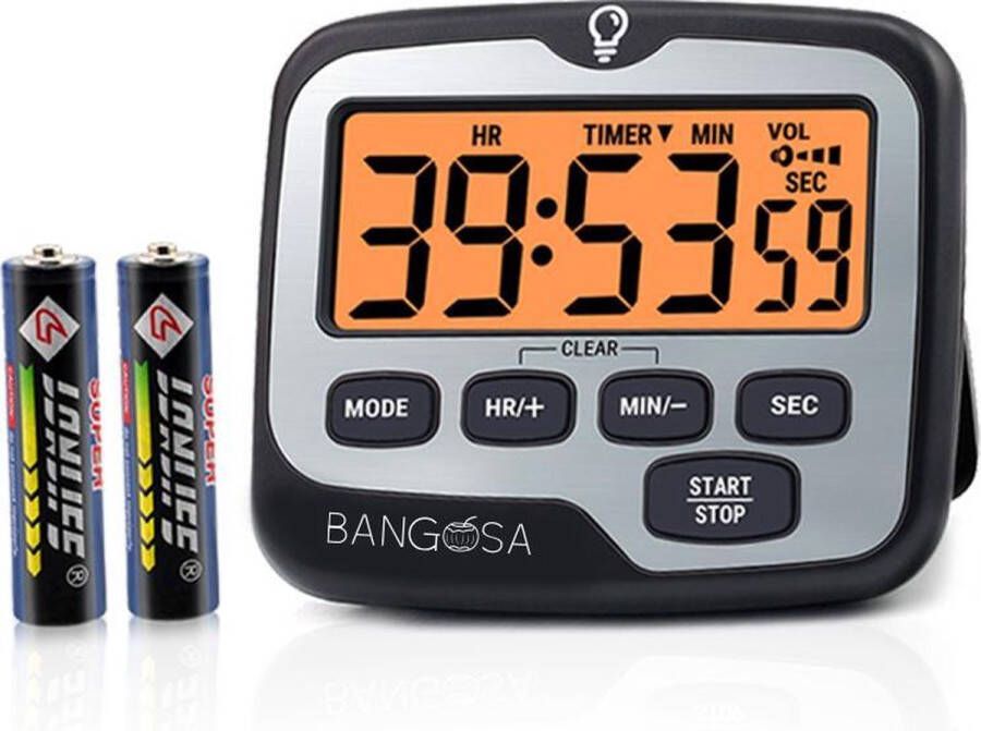 Bangosa Magnetisch Digitale Kookwekker Timer RVS Keukenwekker digitaal Digitale keuken timer Stopwatch met magneet