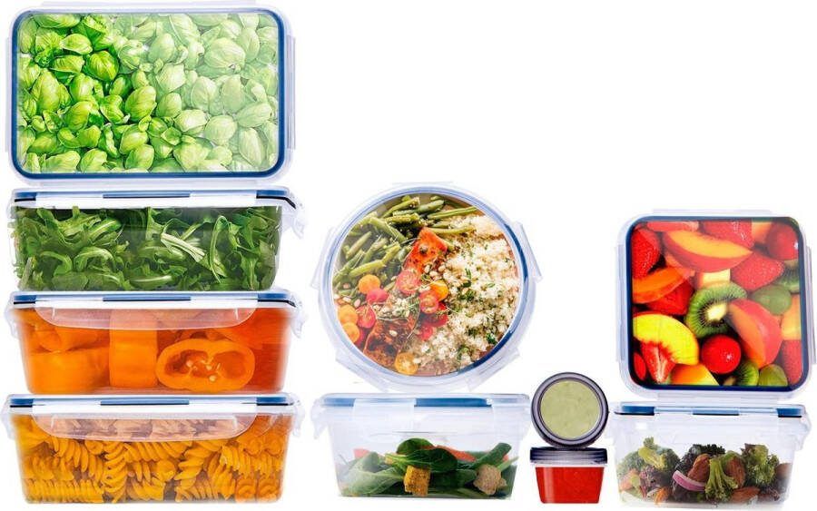 Bangosa Meal prep Bakjes Vershoudbakjes Set- Diepvriesbakjes Lunch box Vershouddoos Spaghetti Bewaardoos Voedselcontainer Magnetronschaal en Magnetron bord met Deksel 10 stuks