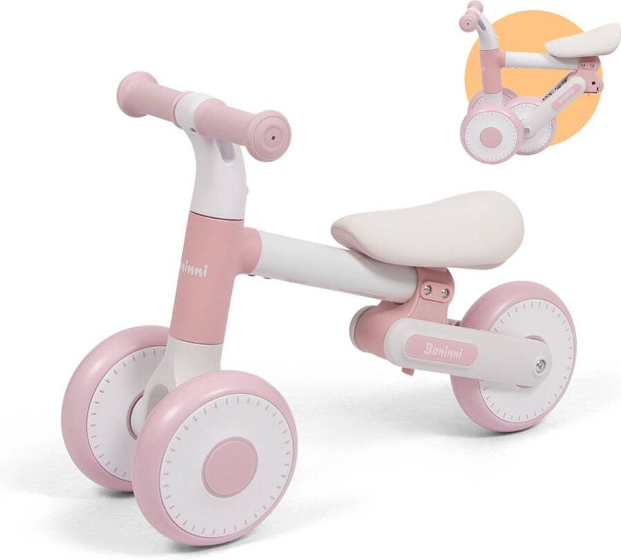 Baninni Opvouwbare Loopfiets 1 3 Jaar Azura Roze Wit