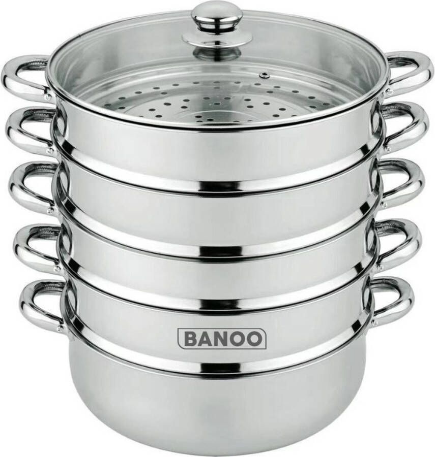 Banoo Dutch Design steam cooker Mantowarka 38 CM Set made of stainless steel with metal handles Stainless steel health at the highest level A special steam pot for making manure stuffed dumplings similar to the pelmeni