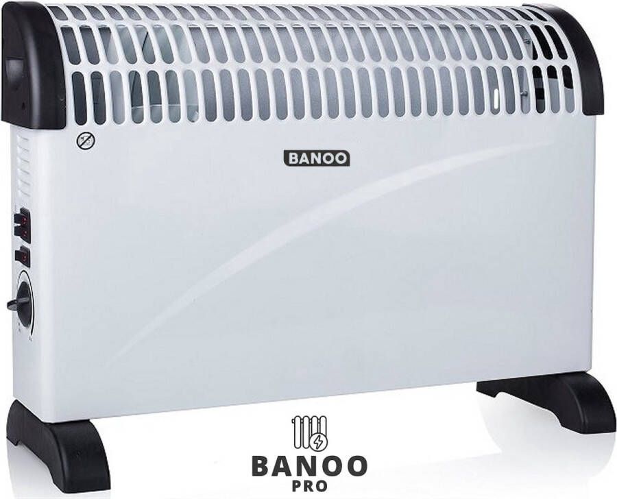 BANOO PRO Elektrische Turbo Kachel Convectorkachel 750|1250|2000 Watt Timerfunctie Verwarming Elektrische verwarming voor 25m² Turbofunctie Kachel Elektrisch Wit