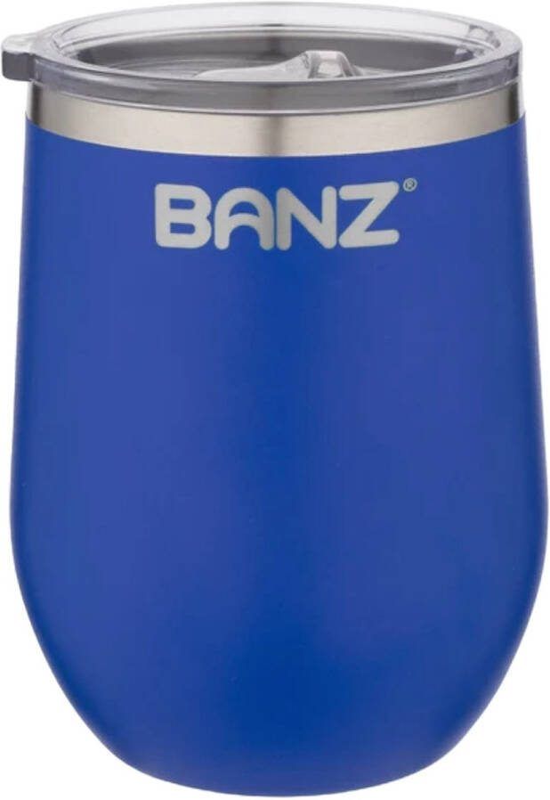 Banz Hippe blauwe inox RVS thermo REISBEKER Thermomok voor koffie thee melk Koelbeker voor water frisdrank wijn apero spirits 33CL